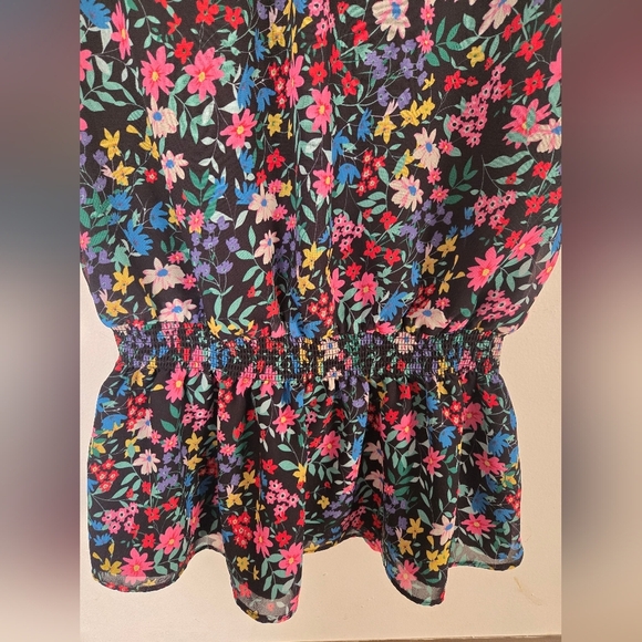 Catherine Malendrino Top Womens XS Ditsy Floral Ruffled Blouse Peplum Keyhole - Picture 5 of 8